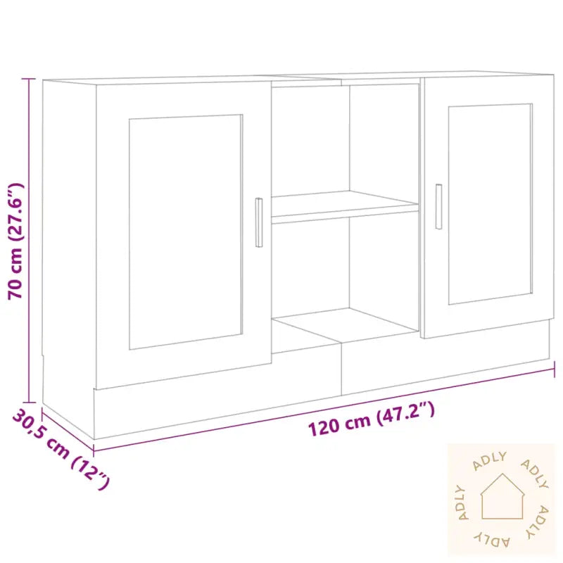 Skjenk Hvit 120X30,5X70 Cm Konstruert Tre