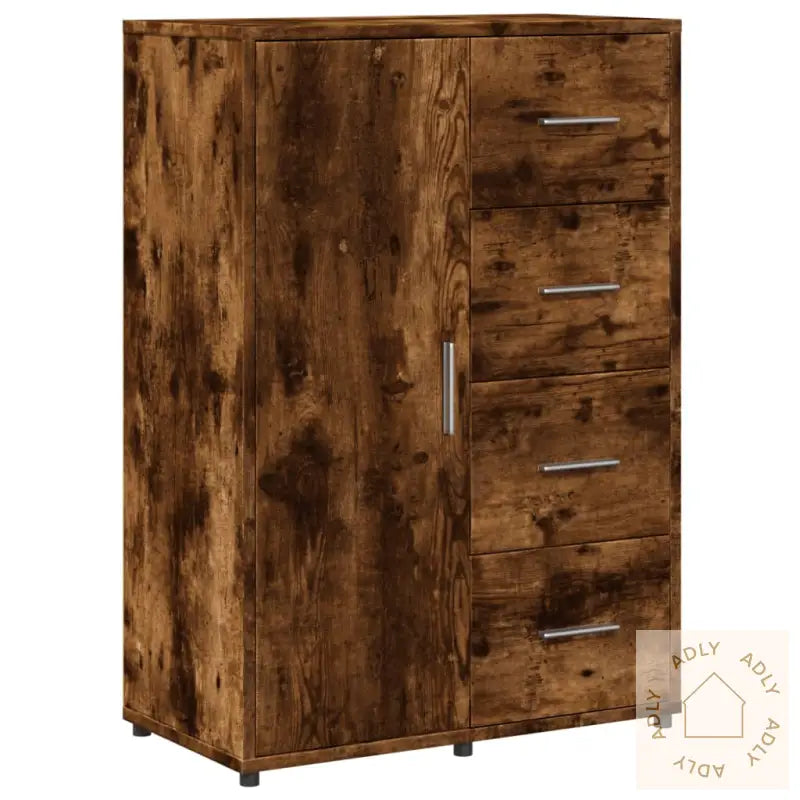 Skjenker 2 Stk Røkt Eik 60X31X84 Cm Konstruert Tre