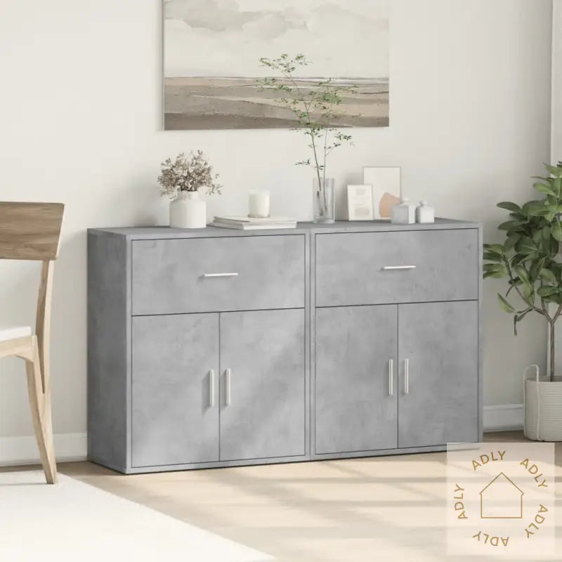Skjenker 2 Betonggrå 60X31X70 Cm Konstruert Tre