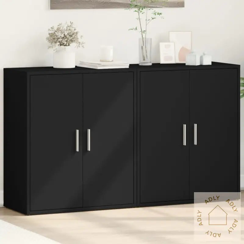 Skjenker 2 Stk Svart 60X31X70 Cm Konstruert Tre