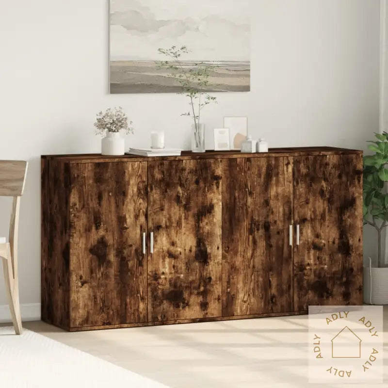 Skjenker 2 Stk Røkt Eik 79X38X80 Cm Konstruert Tre