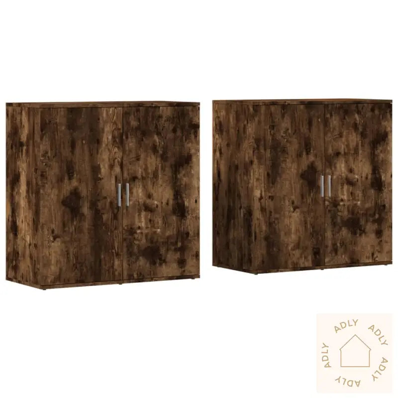 Skjenker 2 Stk Røkt Eik 79X38X80 Cm Konstruert Tre