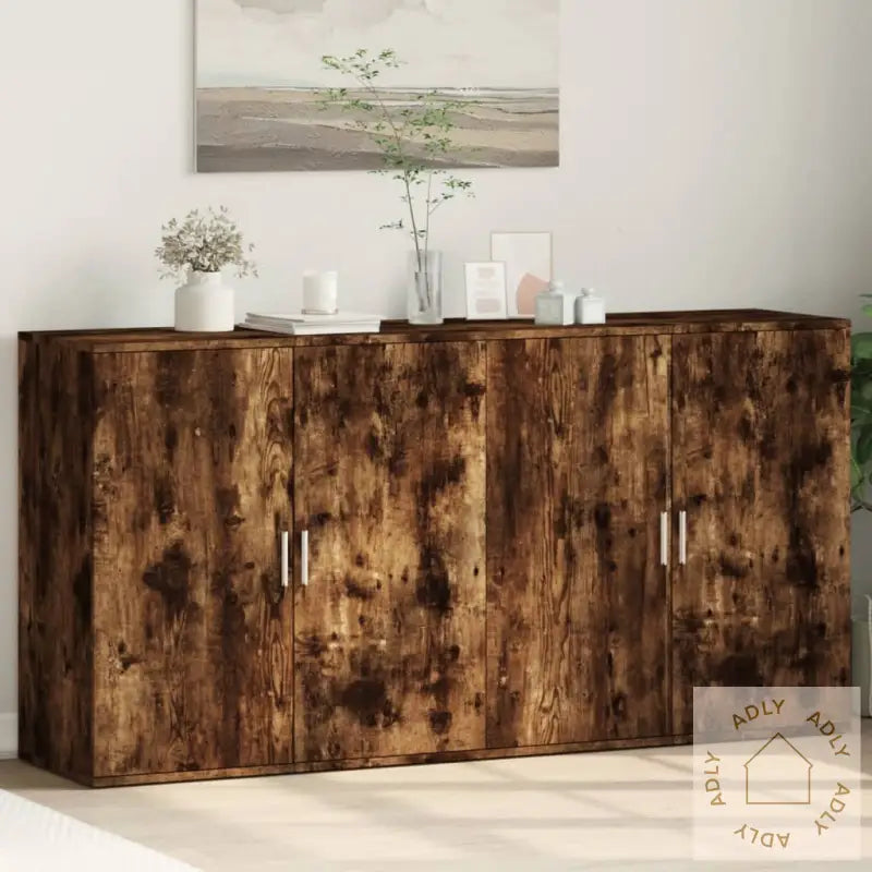 Skjenker 2 Stk Røkt Eik 79X38X80 Cm Konstruert Tre
