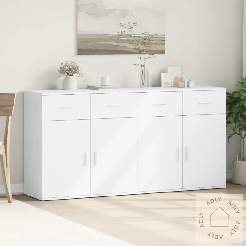 Skjenker 2 Stk Hvit 79X38X80 Cm Konstruert Tre