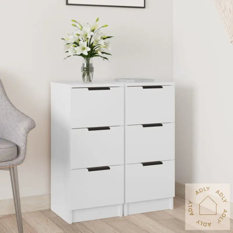 Skjenker 2 Stk Hvit 30X30X70 Cm Konstruert Tre