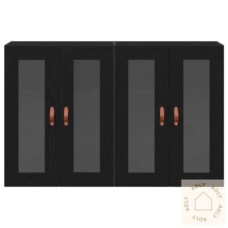 Veggskap 2 Stk Svart Eik 69,5X34X90 Cm Eik