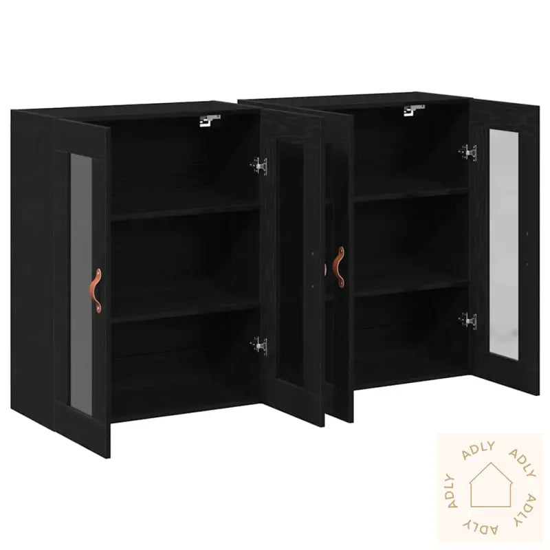 Veggskap 2 Stk Svart Eik 69,5X34X90 Cm Eik