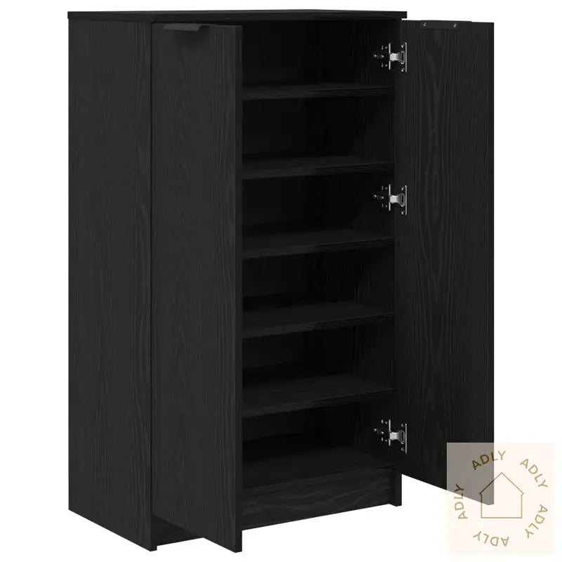 Sko Skap I Svart Eik 59X35X100 Cm, Laget Av Tre