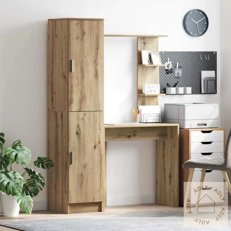 Skrivebord Med Lagring Artisan Oak Konstruert Tre