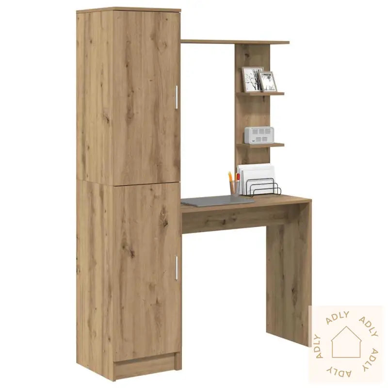 Skrivebord Med Lagring Artisan Oak Konstruert Tre