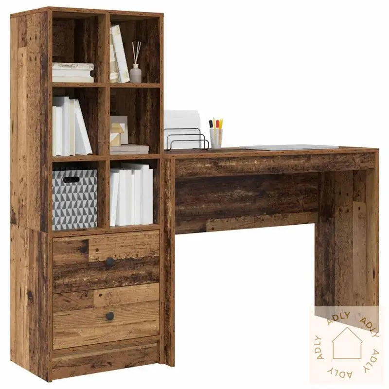 Skrivebord Med Lagring Gammel Tre Sponplate