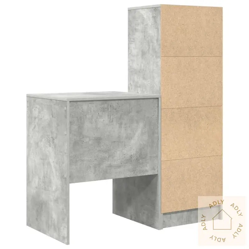 Skrivebord Med Lagring Betong Grå Konstruert Tre