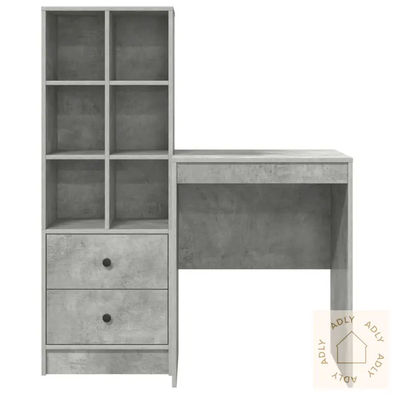 Skrivebord Med Lagring Betong Grå Konstruert Tre