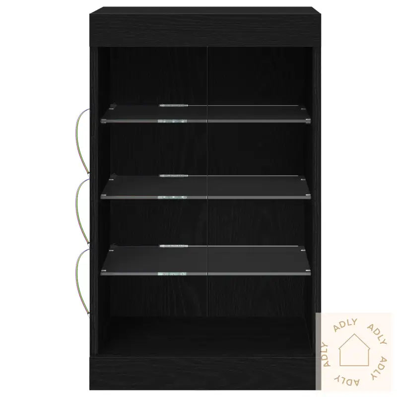 Sideboard Med Led-Lamper Svart Eik 41X37X67 Cm