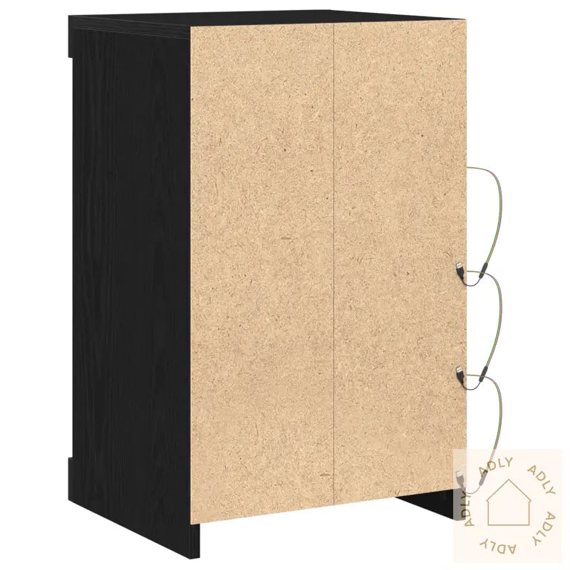 Sideboard Med Led-Lamper Svart Eik 41X37X67 Cm