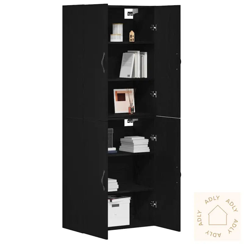 Skap, 2 Stk, Svart Eik, 69,5X34X180 Cm, Konstruert Tre