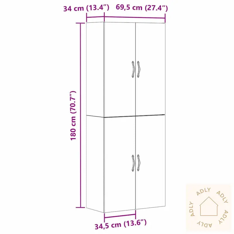 Skap, 2 Stk, Svart Eik, 69,5X34X180 Cm, Konstruert Tre