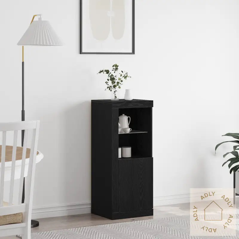 Skap Med Led Lys Svart Eik 41X37X100 Cm