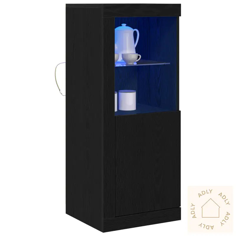 Skap Med Led Lys Svart Eik 41X37X100 Cm