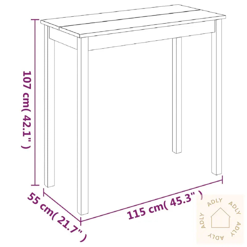 Barbord Mdf Svart 115X55X107 Cm