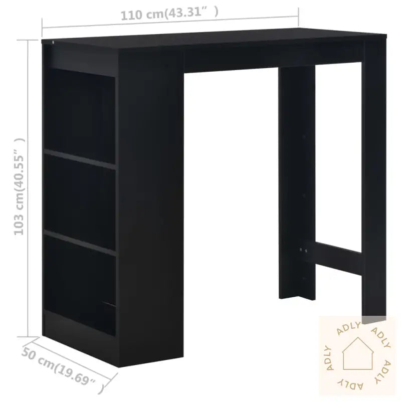 Barbord Med Hylle Svart 110X50X103 Cm