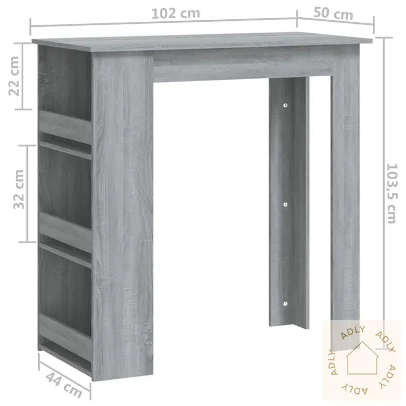 Barbord Med Stativ Grå Sonoma 102X50X103,5 Cm Konstruert Tre
