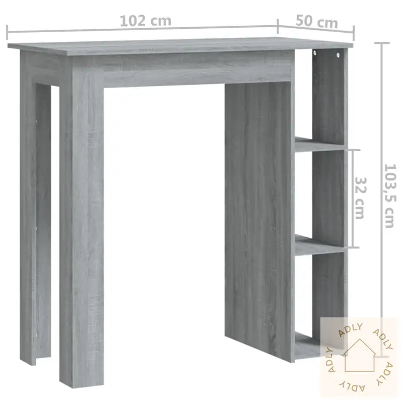 Barbord Med Hylle Grå Sonoma Eik 102X50X103,5 Cm Konstruert Tre