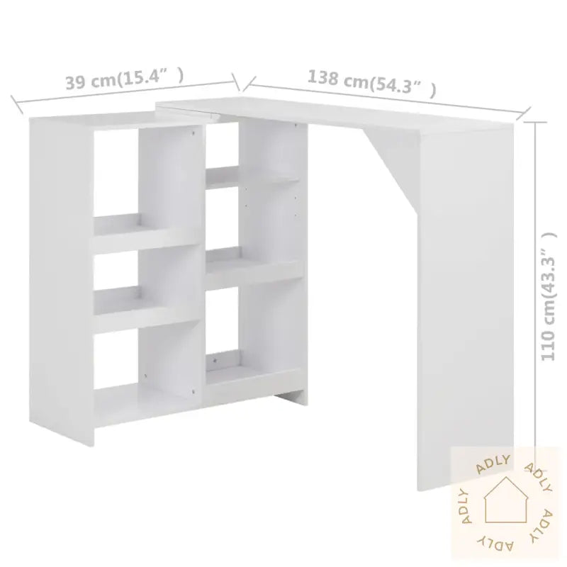Barbord Med Flyttbar Hylle Hvit 138X39X110 Cm