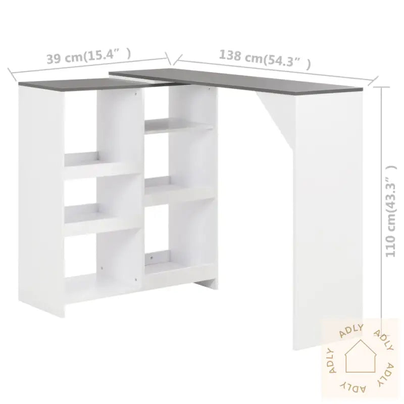 Barbord Med Flyttbar Hylle Hvit 138X39X110 Cm