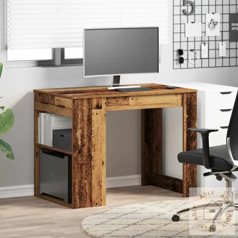 Skrivebord Med Skuff Og Hylle 102X62X77,5 Cm Konstruert Tre