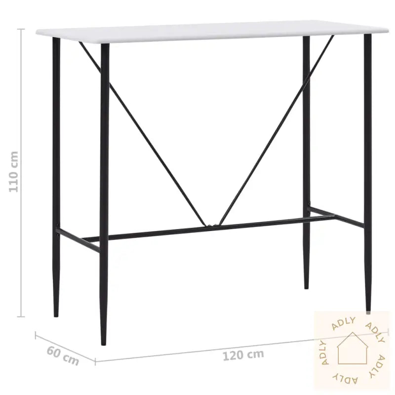 Barbord Hvit 120X60X110 Cm Mdf