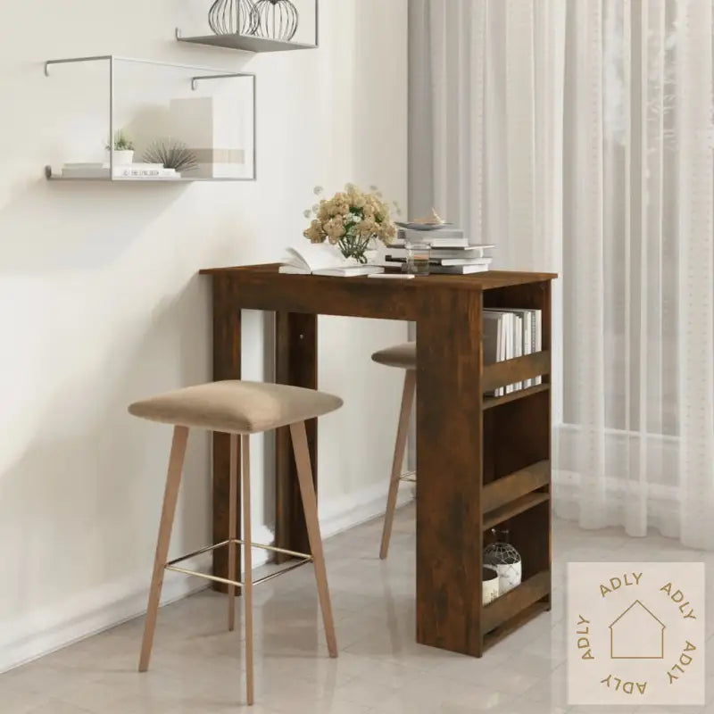 Barbord Med Stativ Røkt Eik 102X50X103,5 Cm Konstruert Tre