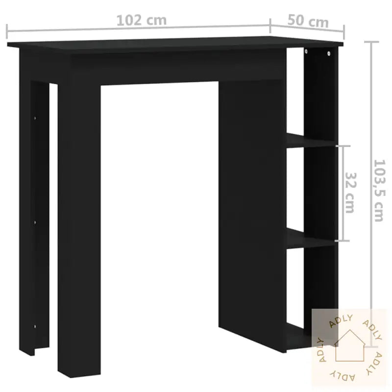 Barbord Med Hylle Svart 102X50X103,5 Cm Konstruert Tre