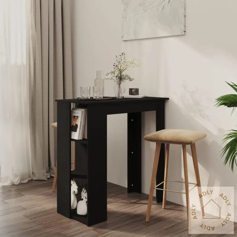 Barbord Med Hylle Svart 102X50X103,5 Cm Konstruert Tre