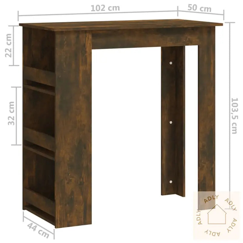 Barbord Med Stativ Røkt Eik 102X50X103,5 Cm Konstruert Tre