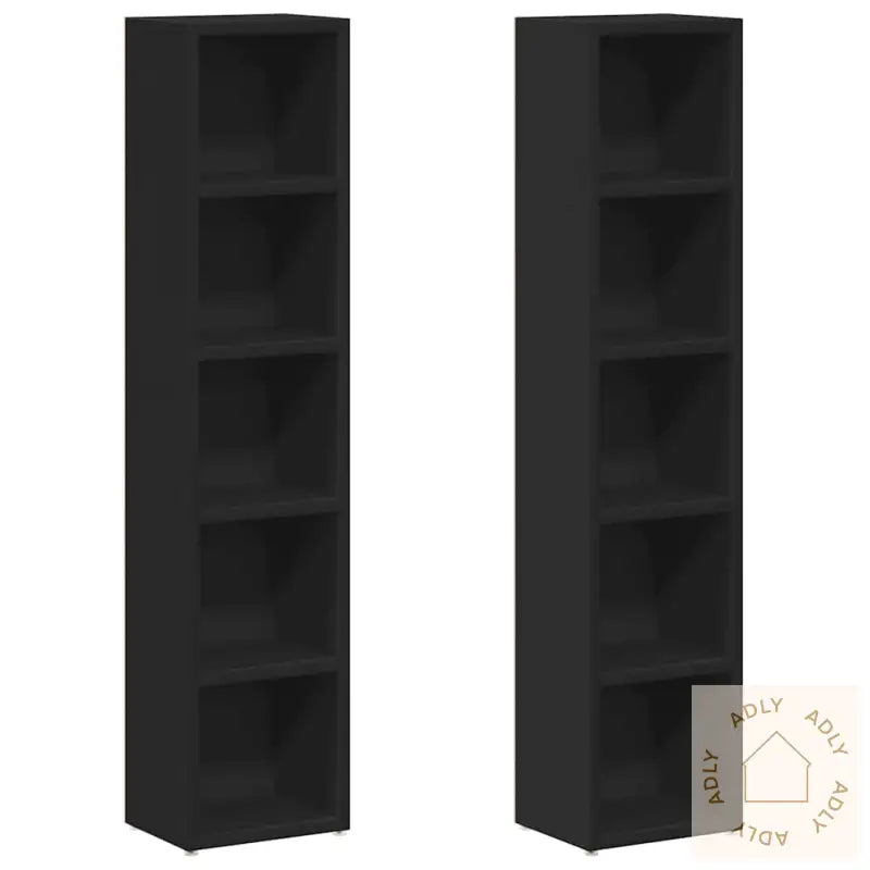 Cd-Skap 2 Stk Svart 21X16X93,5 Cm Sponplate