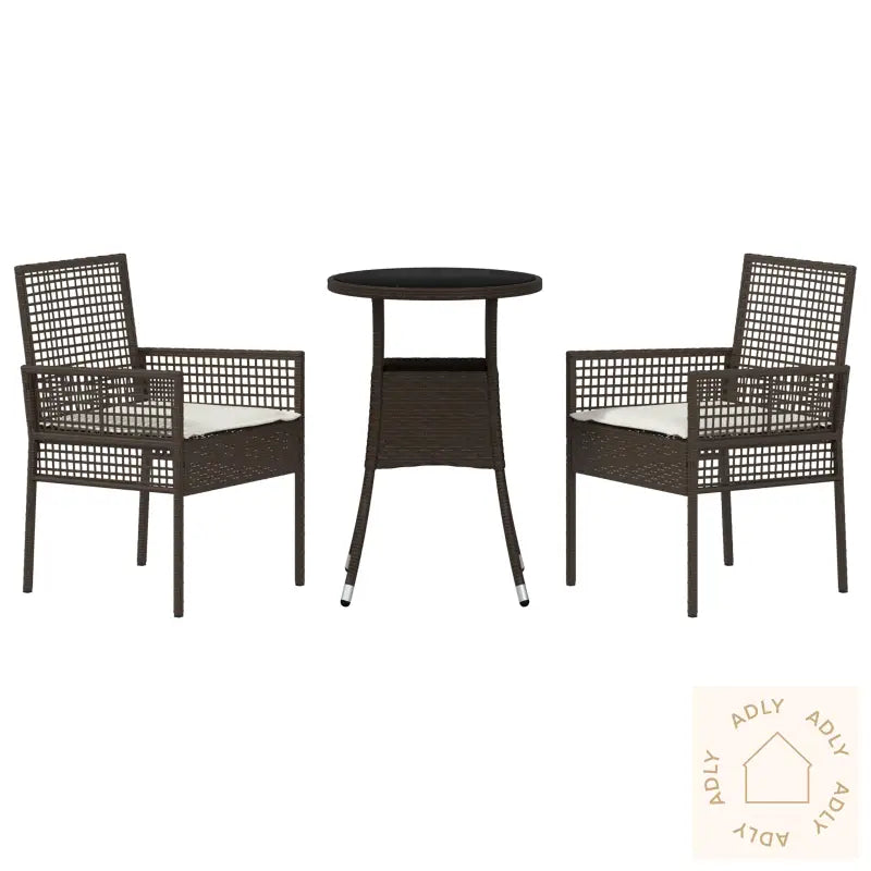 3 Delt Hage Spisebordsett Brun Poly Rotting