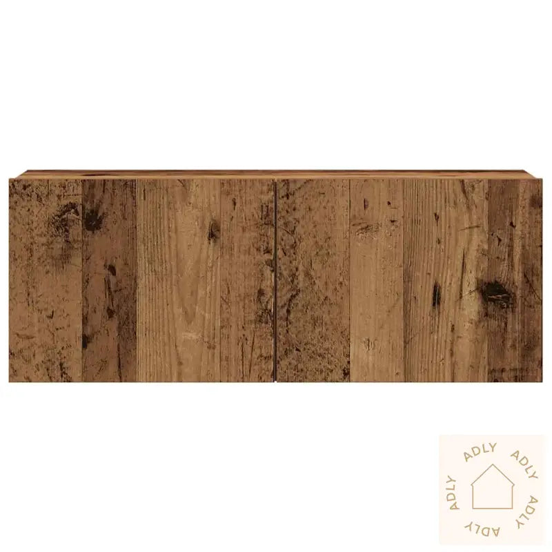 Tv-Skapsett 8 Deler Veggmontert Gammelt Tre Konstruert Tre