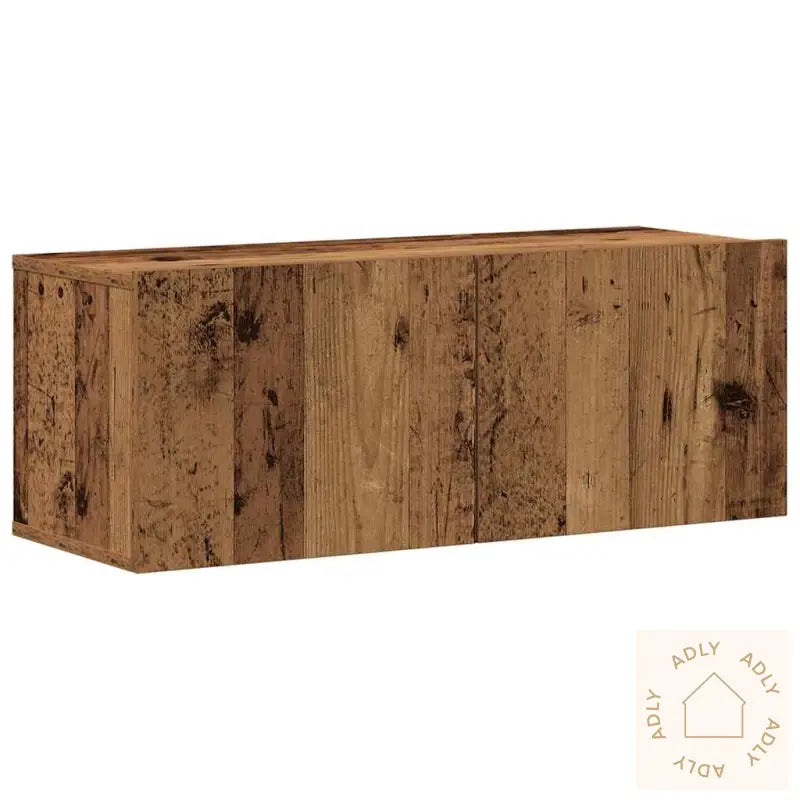 Tv-Skapsett 8 Deler Veggmontert Gammelt Tre Konstruert Tre