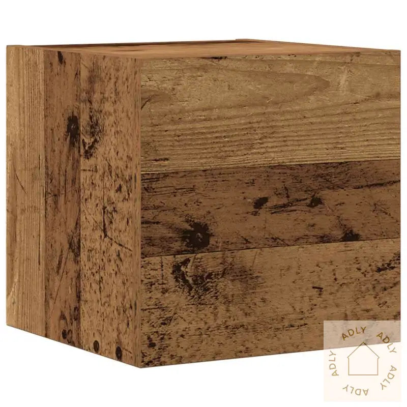 Tv-Skapsett 8 Deler Veggmontert Gammelt Tre Konstruert Tre