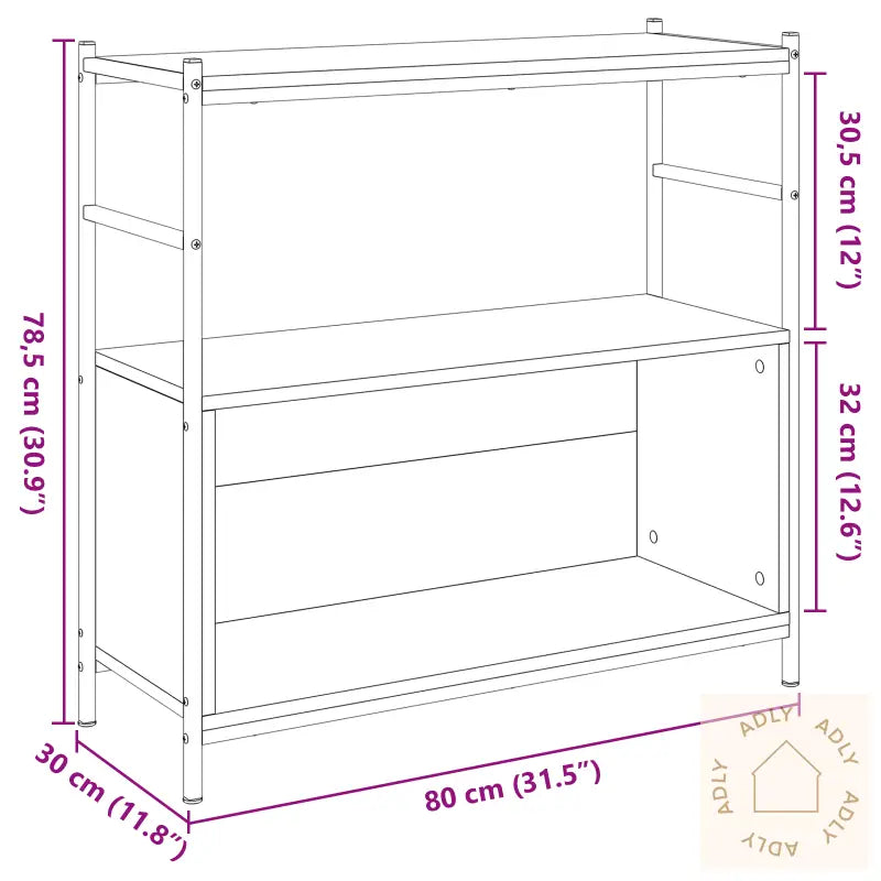 Bokskap Svart Eik 80X30X78,5 Cm Konstruert Tre