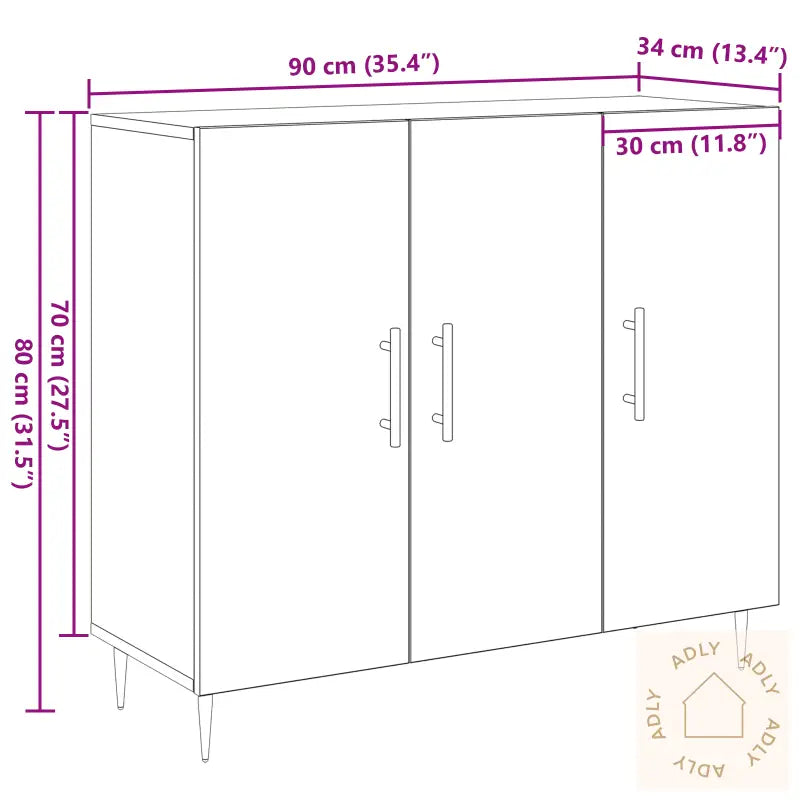 Skjenk Sort Eik 90X34X80 Cm Lagd Av Tre