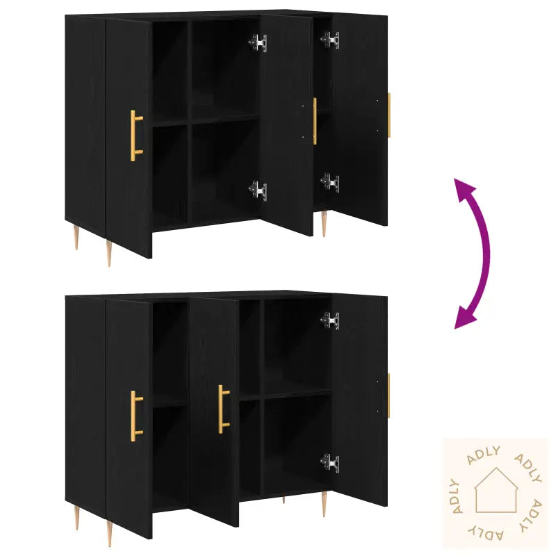 Skjenk Sort Eik 90X34X80 Cm Lagd Av Tre