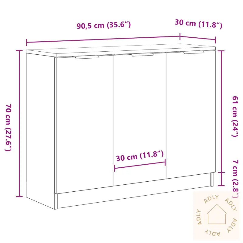Skap Svart Eik 90,5X30X70 Cm Konstruert Tre