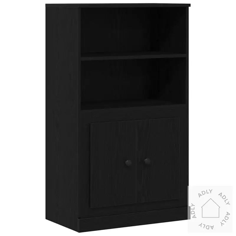 Høyskap Svart Eik 132X35,5X103,5 Cm Konstruert Tre
