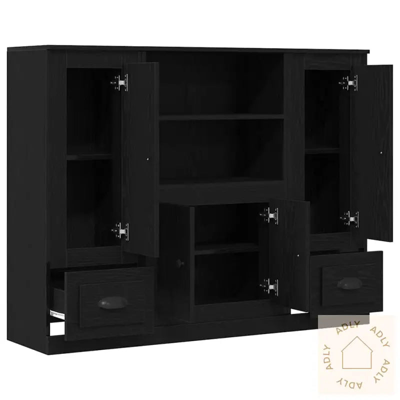 Høyskap Svart Eik 132X35,5X103,5 Cm Konstruert Tre