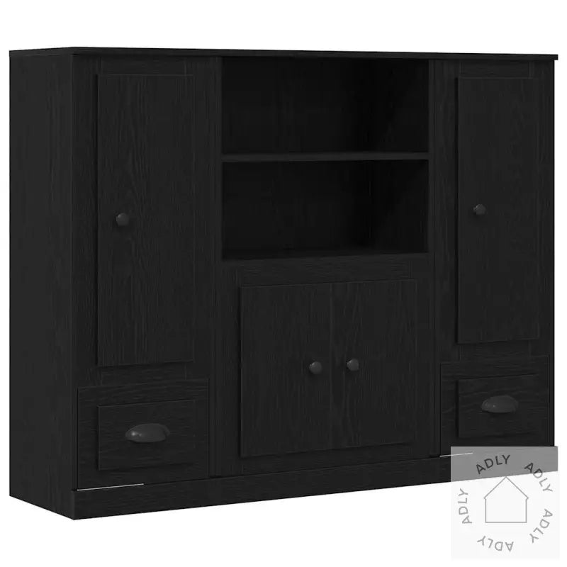 Høyskap Svart Eik 132X35,5X103,5 Cm Konstruert Tre