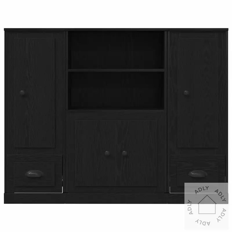Høyskap Svart Eik 132X35,5X103,5 Cm Konstruert Tre