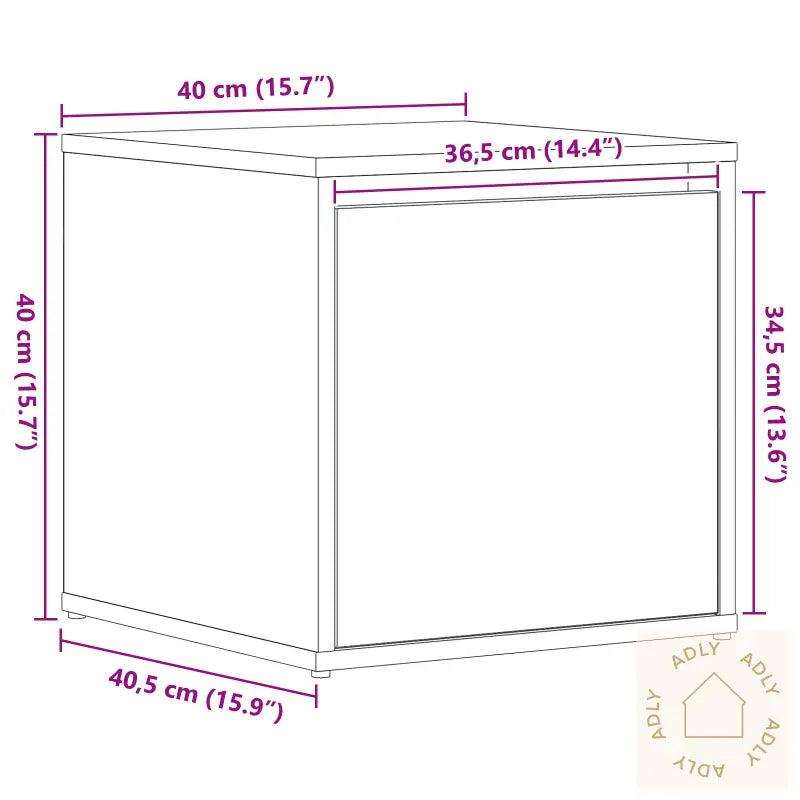 Skuffeskap Svart Eik 40,5X40X40 Cm Konstruert Tre