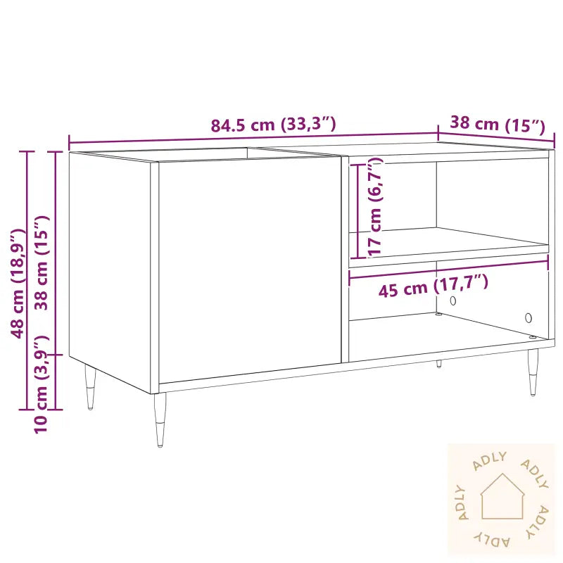 Platettskap Svart Eik 84,5X38X48 Cm Konstruert Tre